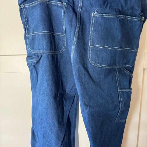 Liberty Overalls Denim Blue Bib Style Classic Workwear Zip Front Pockets 40 X 32 - Picture 12 of 16